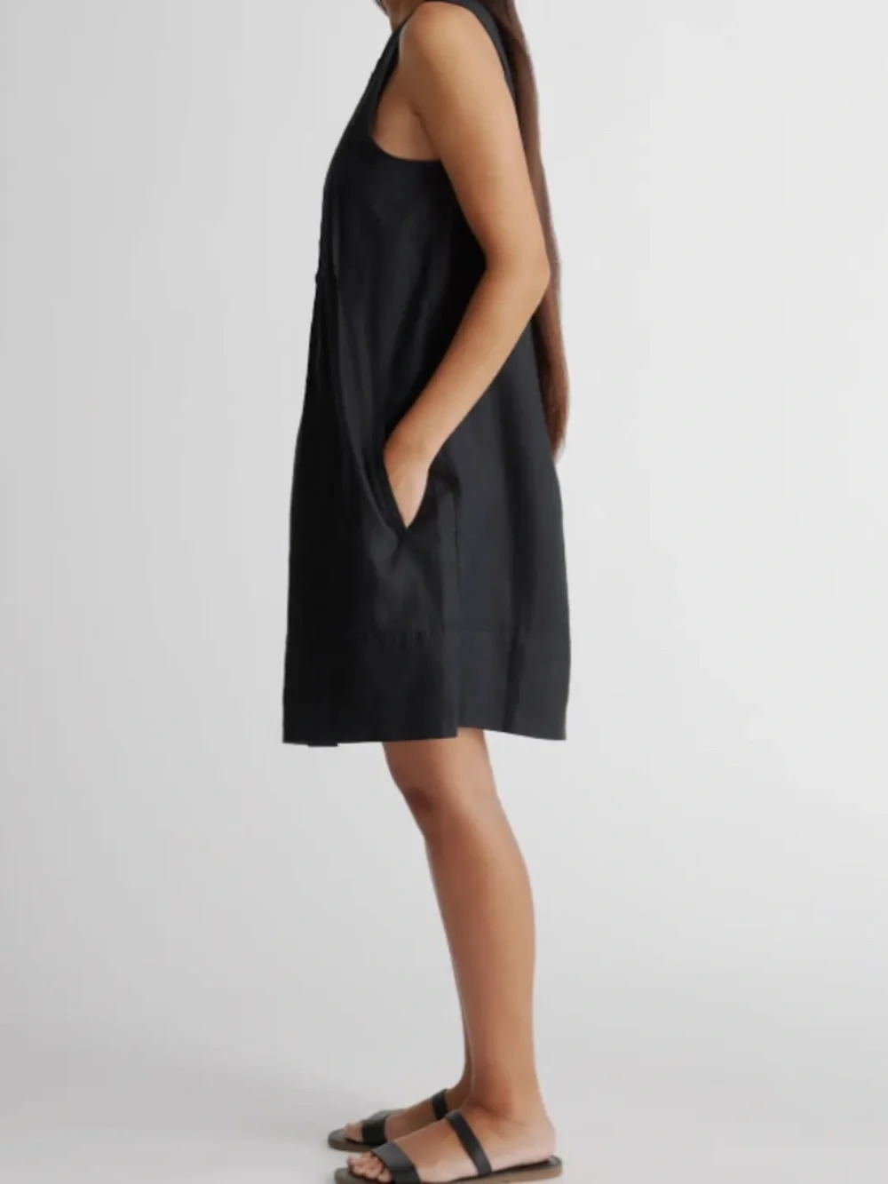 Quince 100% European Linen Sleeveless Swing Dress in black Size Medium NWT (I) - Picture 4 of 10